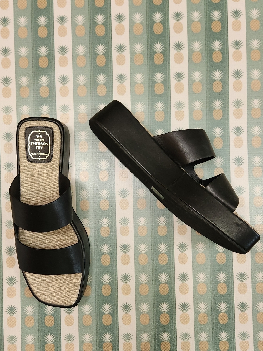 Emerson Fry Black Platform Slide Sandals - Picture 4 of 8